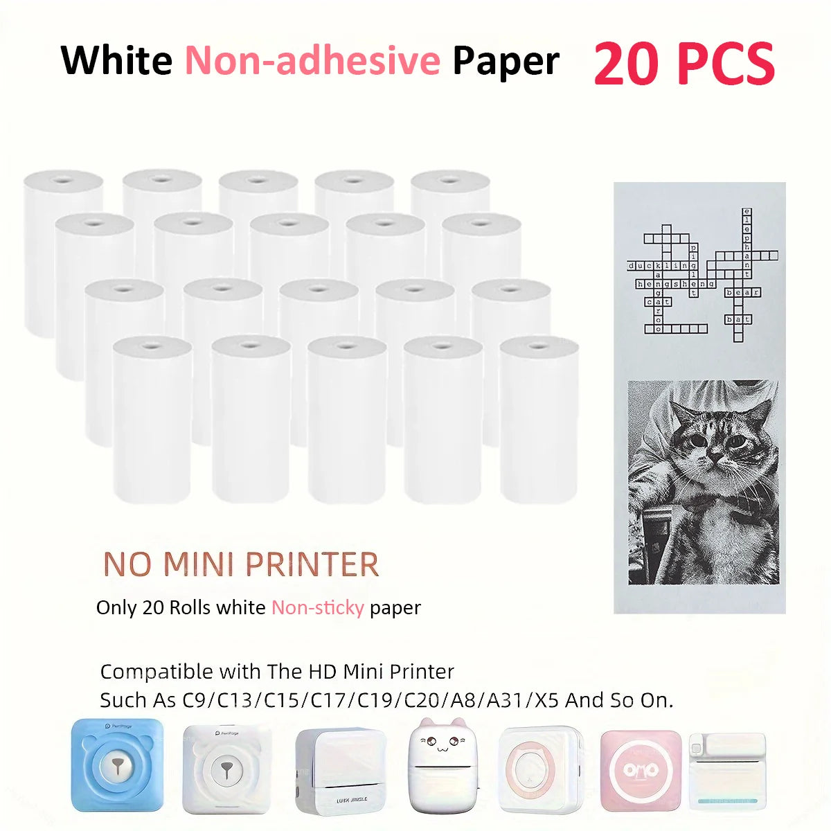 10 Rolls Thermal Paper Camera Printing White Children Camera Wood Pulp Instant Print Kids Rolling Paper Miniprinter Accessories