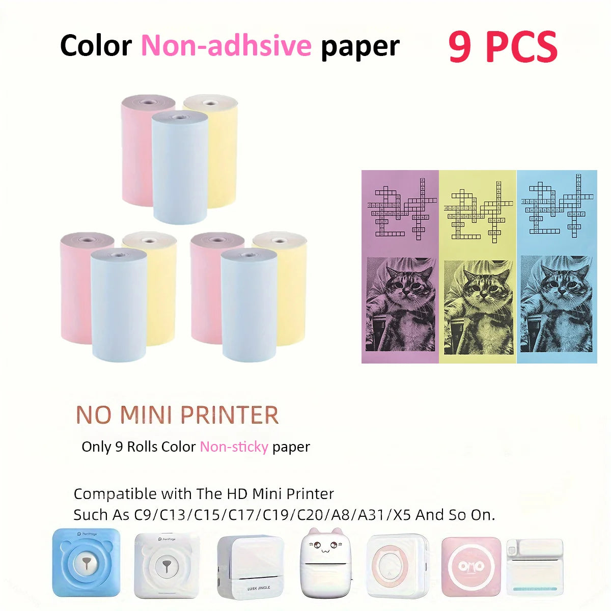 10 Rolls Thermal Paper Camera Printing White Children Camera Wood Pulp Instant Print Kids Rolling Paper Miniprinter Accessories