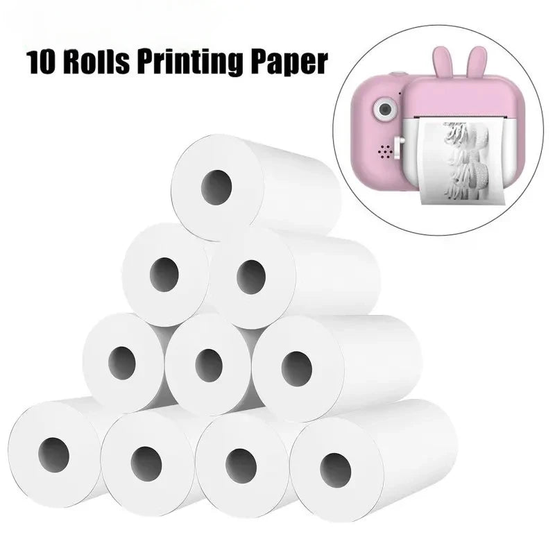 10 Rolls Thermal Paper Camera Printing White Children Camera Wood Pulp Instant Print Kids Rolling Paper Miniprinter Accessories