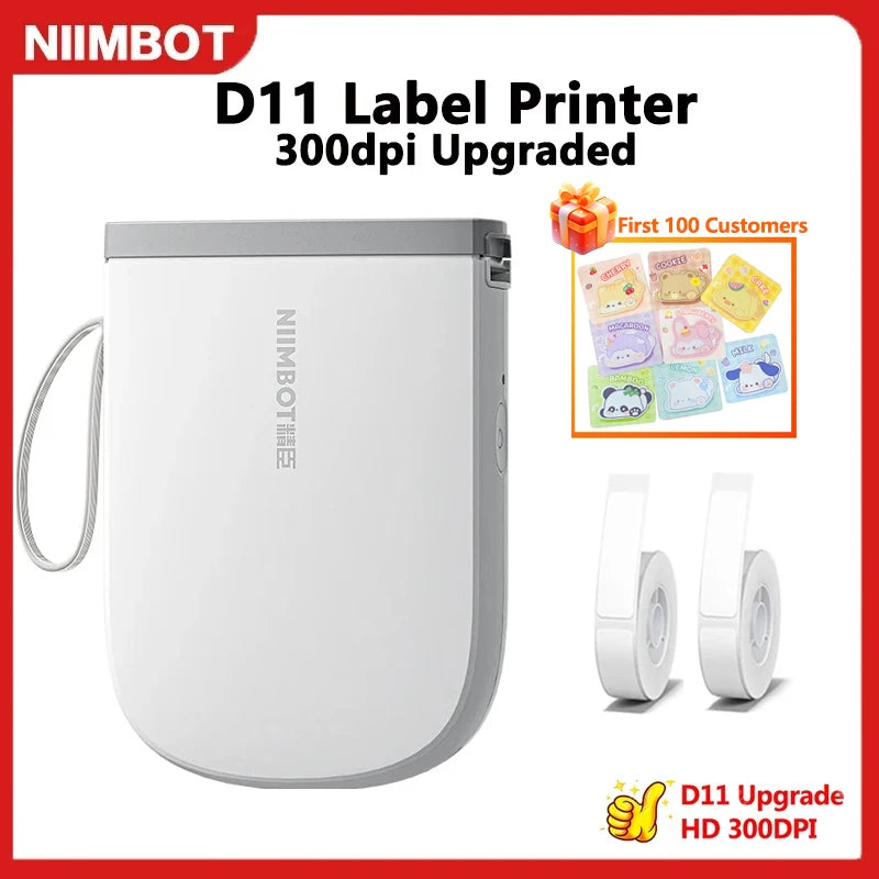 300Dpi Niimbot D11 Mini Portable Thermal Printer Thermal Adhesive Label Maker Lightweight Printer for Stickers Label Machine New